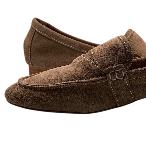 ZARA Tan Suede Penny Loafers - Picture 7 of 9